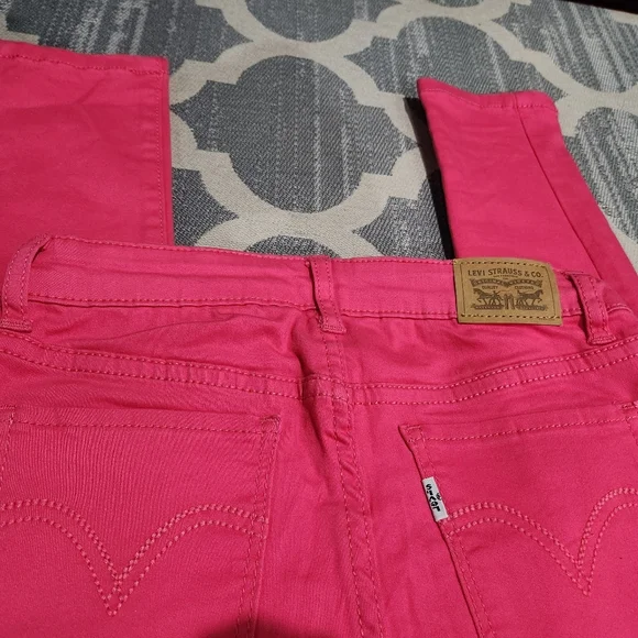 Levi's 710 Super Skinny Jeans Girls 10 R Hot Pink Adjustable Waist Stretch - Picture 3 of 8
